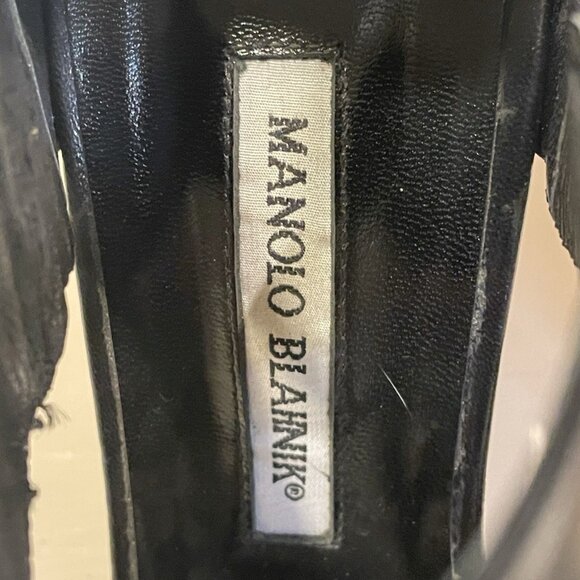 Manolo Blahnik Black Ankle Wrap Sandal - Picture 3 of 9